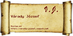 Várady József névjegykártya